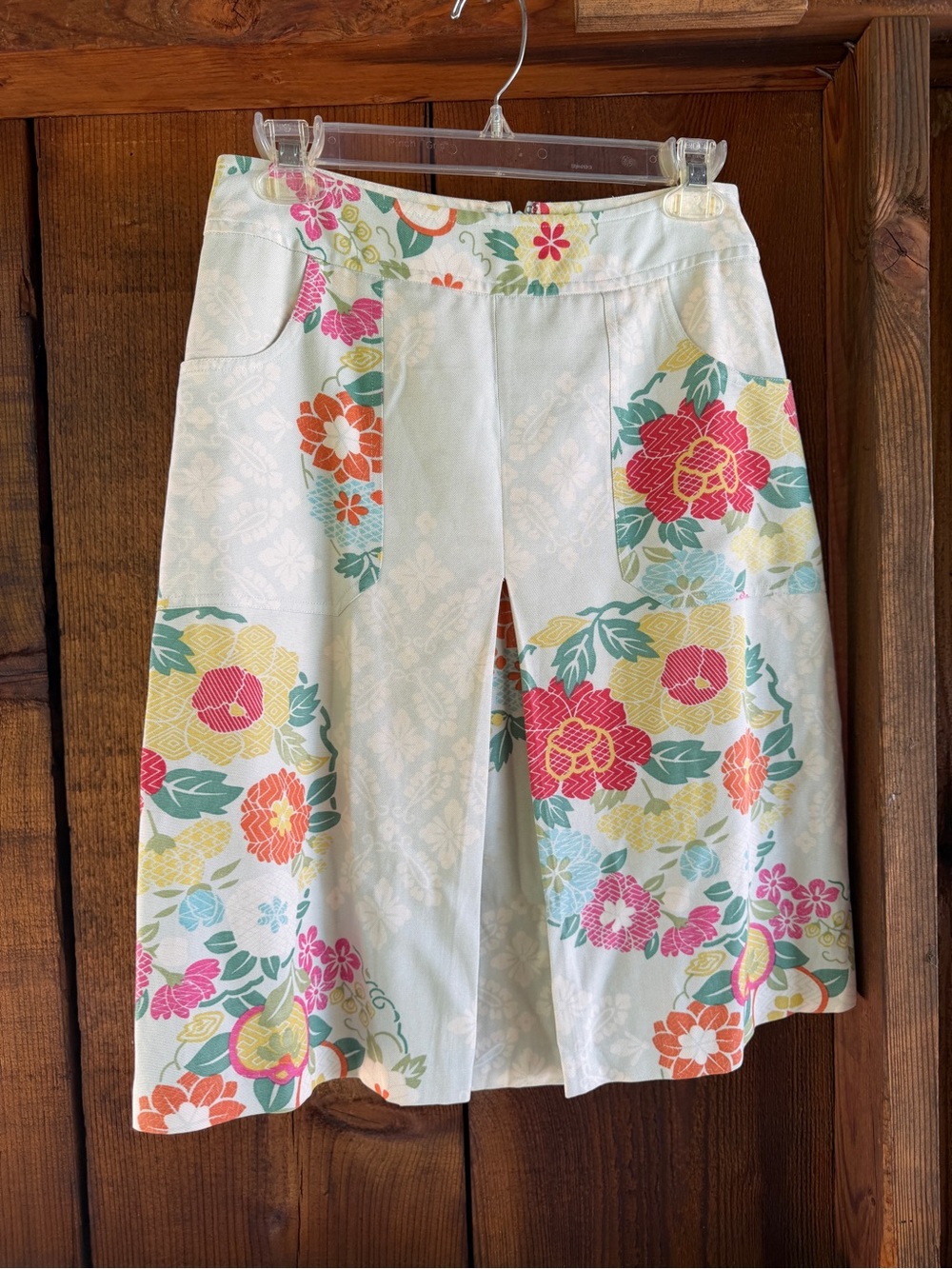Beth Bowles silk cotton Floral A-Line Skirt with Front Pleat size 4